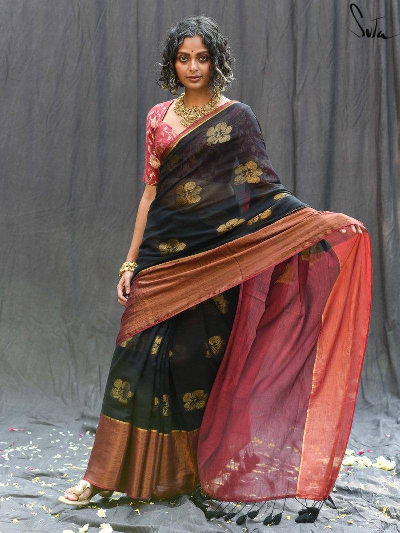 Mul Cotton Zari Buta Saree