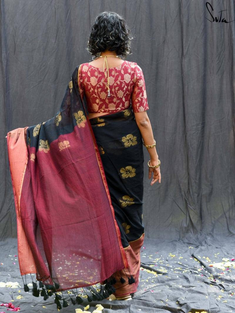 Mul Cotton Zari Buta Saree