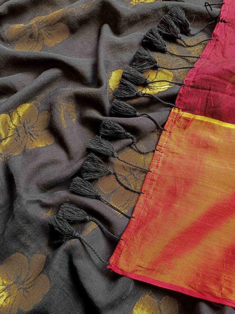 Mul Cotton Zari Buta Saree